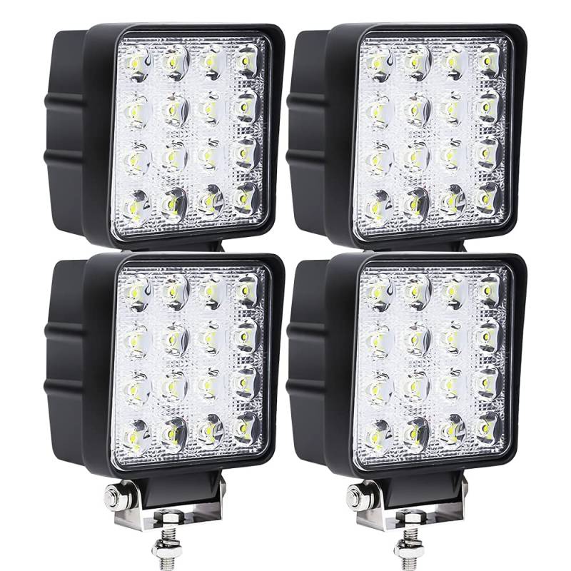 Daromigo 4 Stück Rechteck LED Zusatzscheinwerfer 48W IP67 Wasserdicht 12V 24V LED Arbeitsscheinwerfer für offene Felder, Baustellen, Lagerhallen von Daromigo