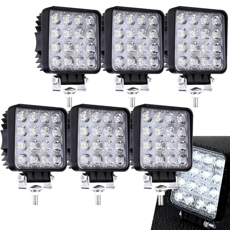 Daromigo 6X LED Arbeitsscheinwerfer 24V Zusatzscheinwerfer Aluminium LED Flutlicht Auto LKW Spotlight Wasserdicht Nebelscheinwerfer von Daromigo