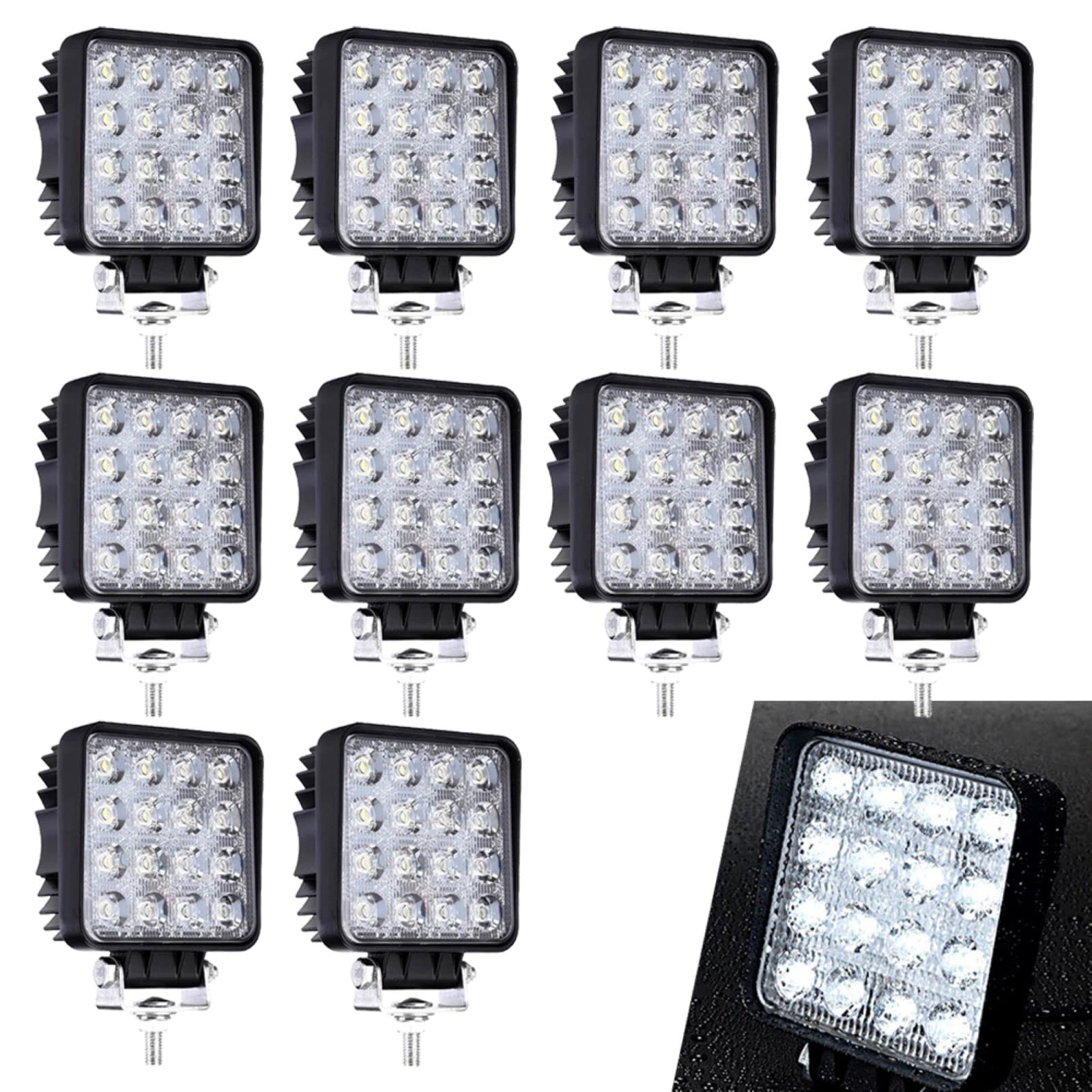 Daromigo led scheinwerfer 12v zusatzscheinwerfer auto Dünne Schale led arbeitsscheinwerfer IP67 Wasserdicht Flutlicht für Jeep MTB Rasenmäher Rraktor 10 Stück von Daromigo