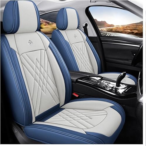 DateYcn Autositzbezüge für Seat Leon Mk2 Leon Mk3 Leon 1 Leon 2 Leon 3 Leon 5F Leon Fr Leder Wasserdicht Atmungsaktiv 5-Sitzer Grau Blau von DateYcn