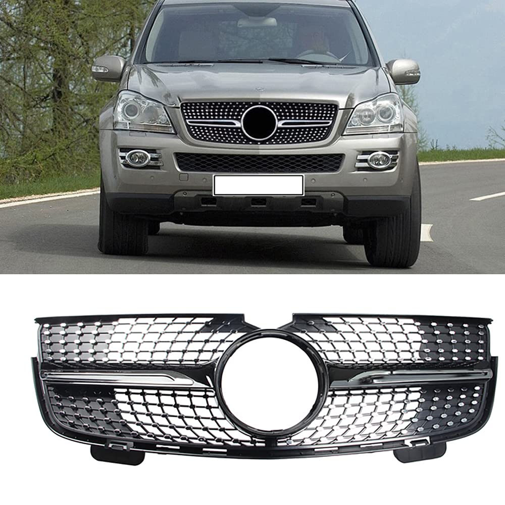 Dciustfhe Auto Front Nieren Kühlergrill Grill Stoßstangen, für Mercedes Benz GL Class X164 GL320 GL350 GL450 GL500 GL550 2006 2007 2008 2009 ABS Gitter Doppelsteg Mesh Hood,Black Style von Dciustfhe