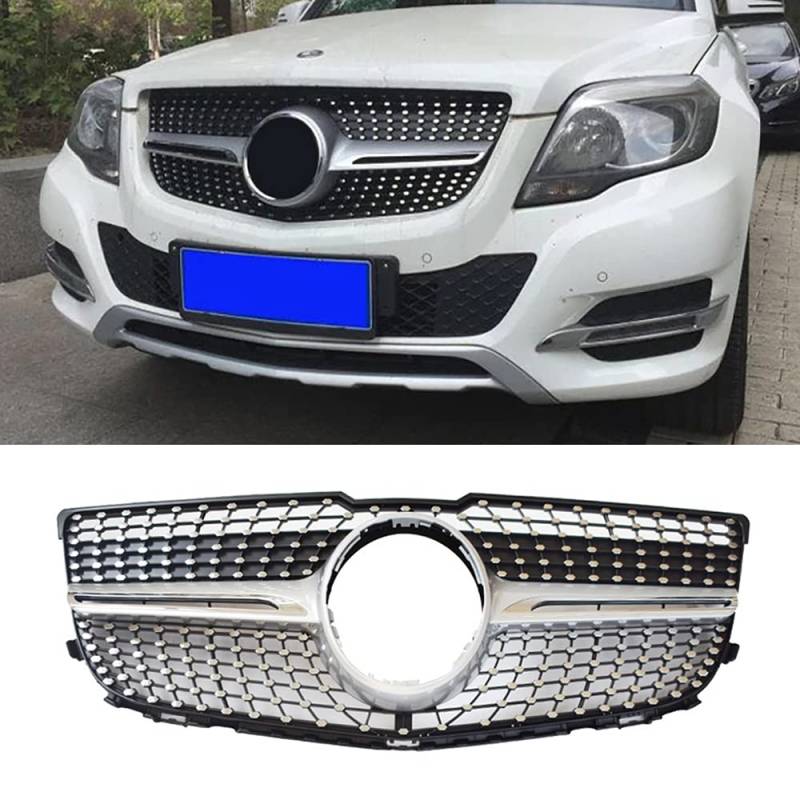 Dciustfhe Auto Front Nieren Kühlergrill Grill Stoßstangen, für Mercedes Benz GLK X204 Class GLK200 GLK220 GLK250 GLK350 GLK300 2012-2015 ABS Gitter Doppelsteg Mesh Hood,Silver Style von Dciustfhe