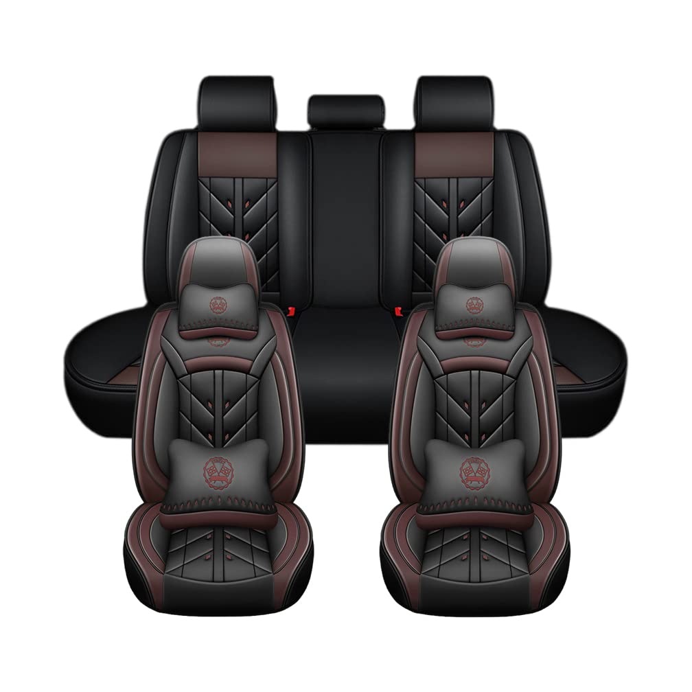 Dciustfhe Auto Full Set Leder Sitzbezügesets, für Mitsubishi Eclipse Cross 2018-2022 Wasserdicht Kunstleder Automotive Sitzbezüge Verschleißfest Autositzschutz,Luxury Version-Coffee Style von Dciustfhe