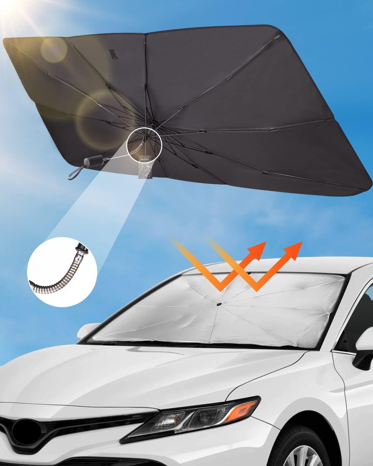 Sonnenschutz Auto Frontscheibe für Jeep Grand Commander 2018-2023, Faltbarer UV-Schutz Sonnenschirm Wärmeisolierung Frontscheibenabdeckung von DdaiXQ
