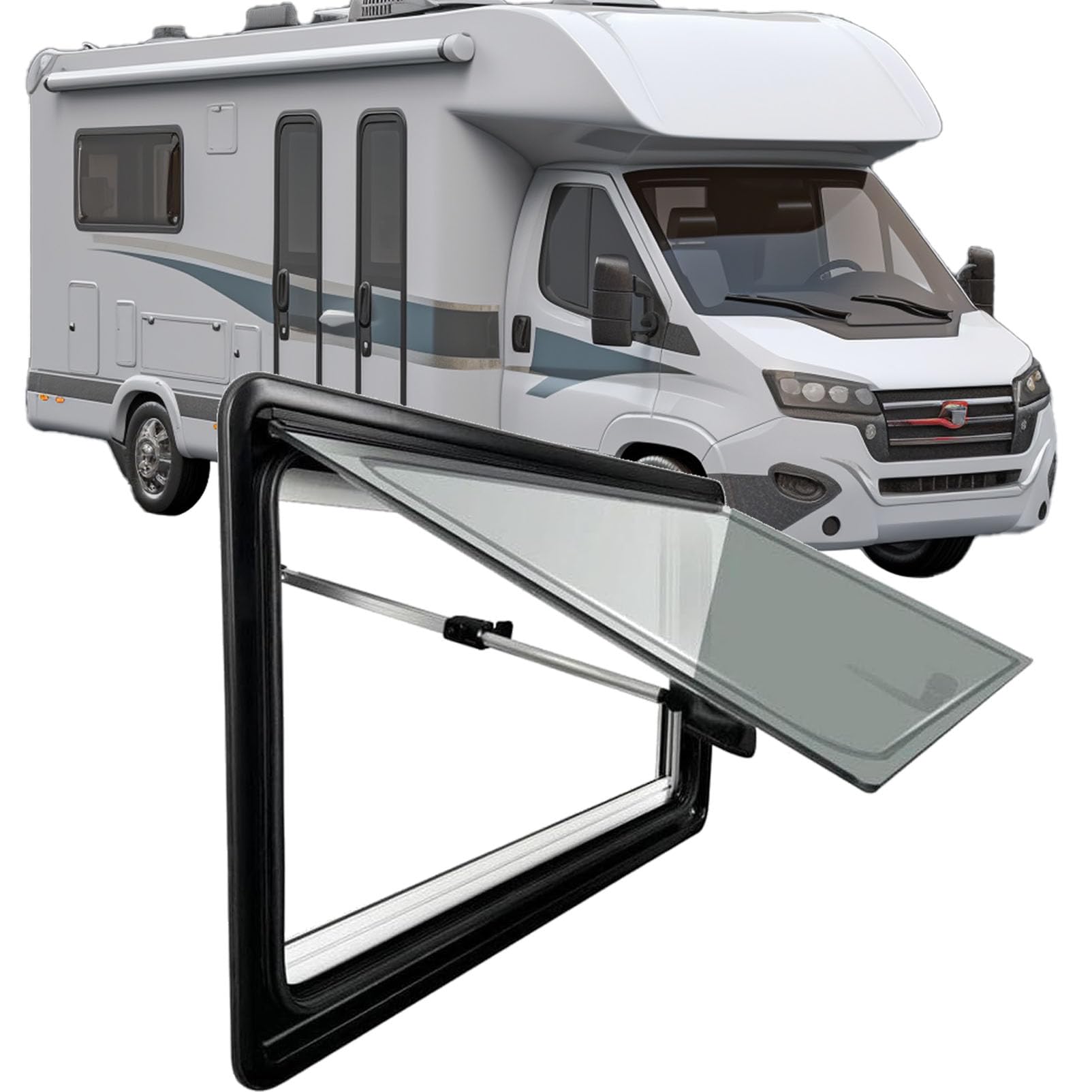 Ddasam Caravan Seitenfenster, Wohnwagen Fenster,camping fenster Push Fenster mit Fliegengitter, Ausstellfenster für RV Wohnwagen Fahrzeugen, Wohnwagen, Wohnmobile, Camper（1100*550mm） von Ddasam