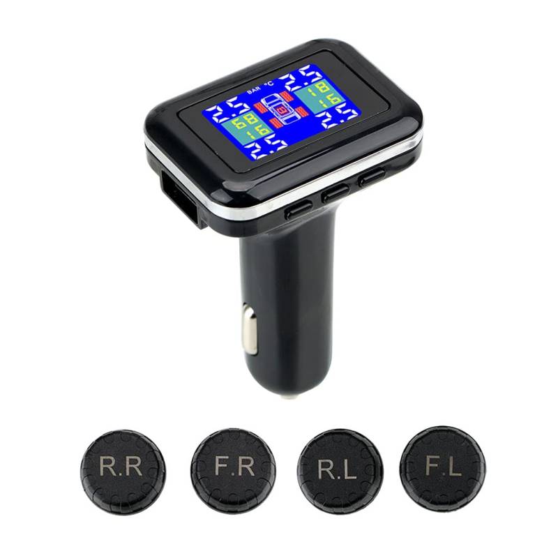 Ddujbtp Programmierter Reifendruck, LCD-Display, TPMS mit 4 externen Sensoren von Ddujbtp