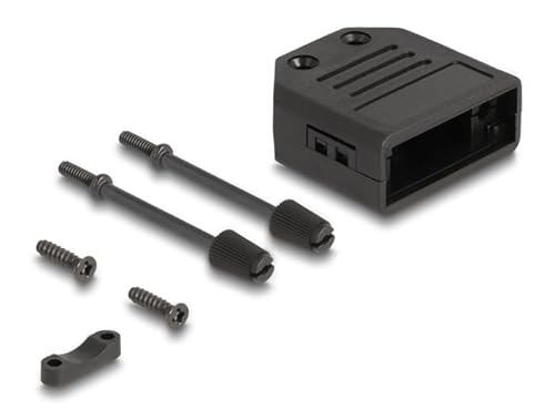 67026 - D-Sub Gehäuse für 9 Pin Stecker/Buchse Kunststoffgehäuse mit Zugentlastung schwarz von DeLOCK