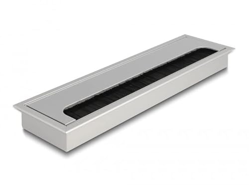 Delock Kabeldurchführung für Tischeinbau mit Bürste 280 x 80 x 28 mm Silber von DeLOCK