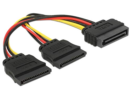 I/O Adapter DELOCK 1xSATA-St>2x SATA-Bu. / Adapter Power SATA HDD 2x > 15 Pin - St 15 cm (2 Stück) von DeLOCK