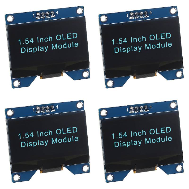 Dealikee 4 Stück 1,54 Zoll OLED I2C IIC Display-Modul, 128x64 Pixel SSD1309 Treiber Selbstleuchtende OLED-Bildschirmplatine Kompatibel mit Arduino Raspberry Pi, kommen mit Aufbewahrungsbox von Dealikee