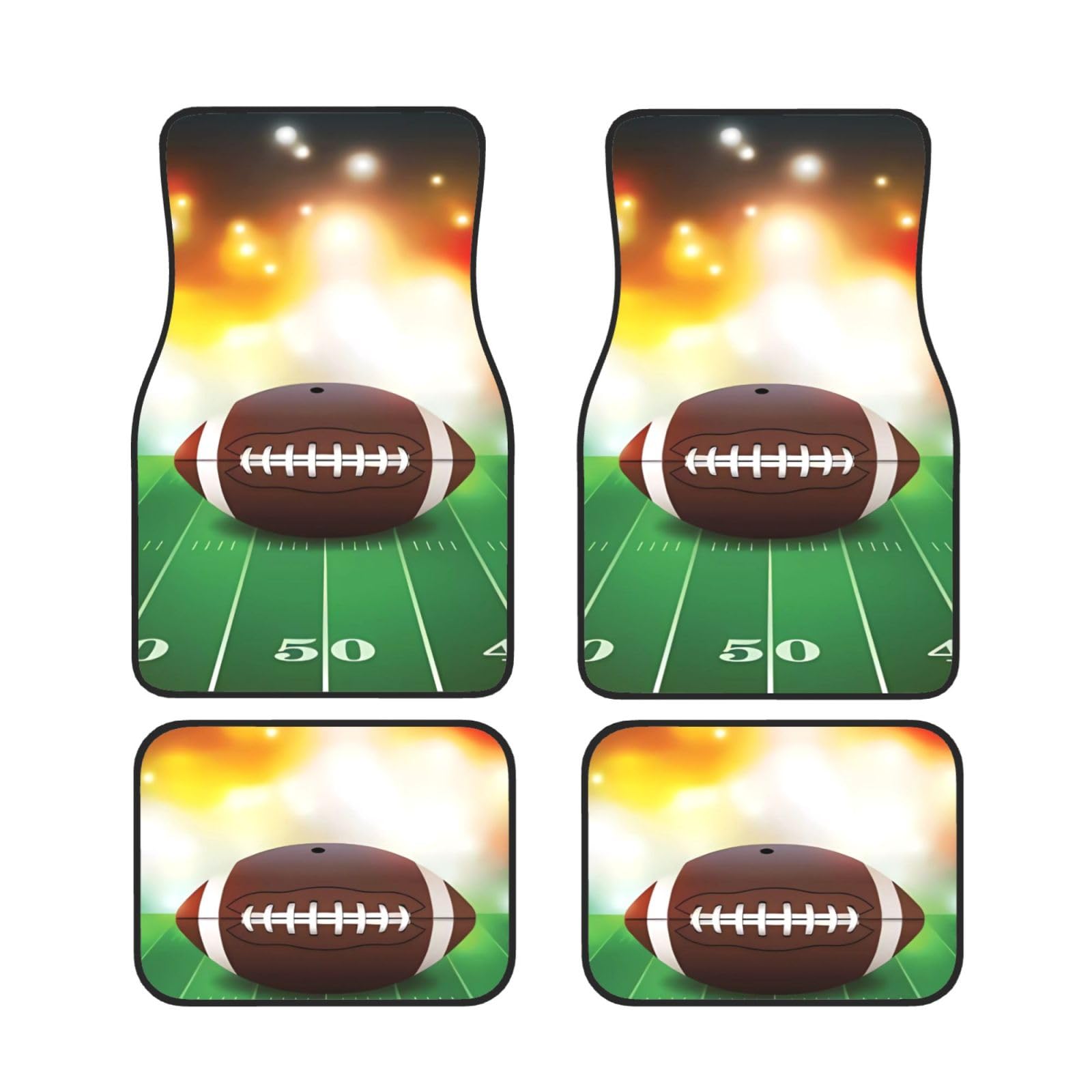 Fußmatten Set für Autos von 4 Stück Trim-To-Fit Allwettermatten Auto Fußmatten für PKW LKW SUV Fahrzeug American Football Ball On Grass Sports von Decennit