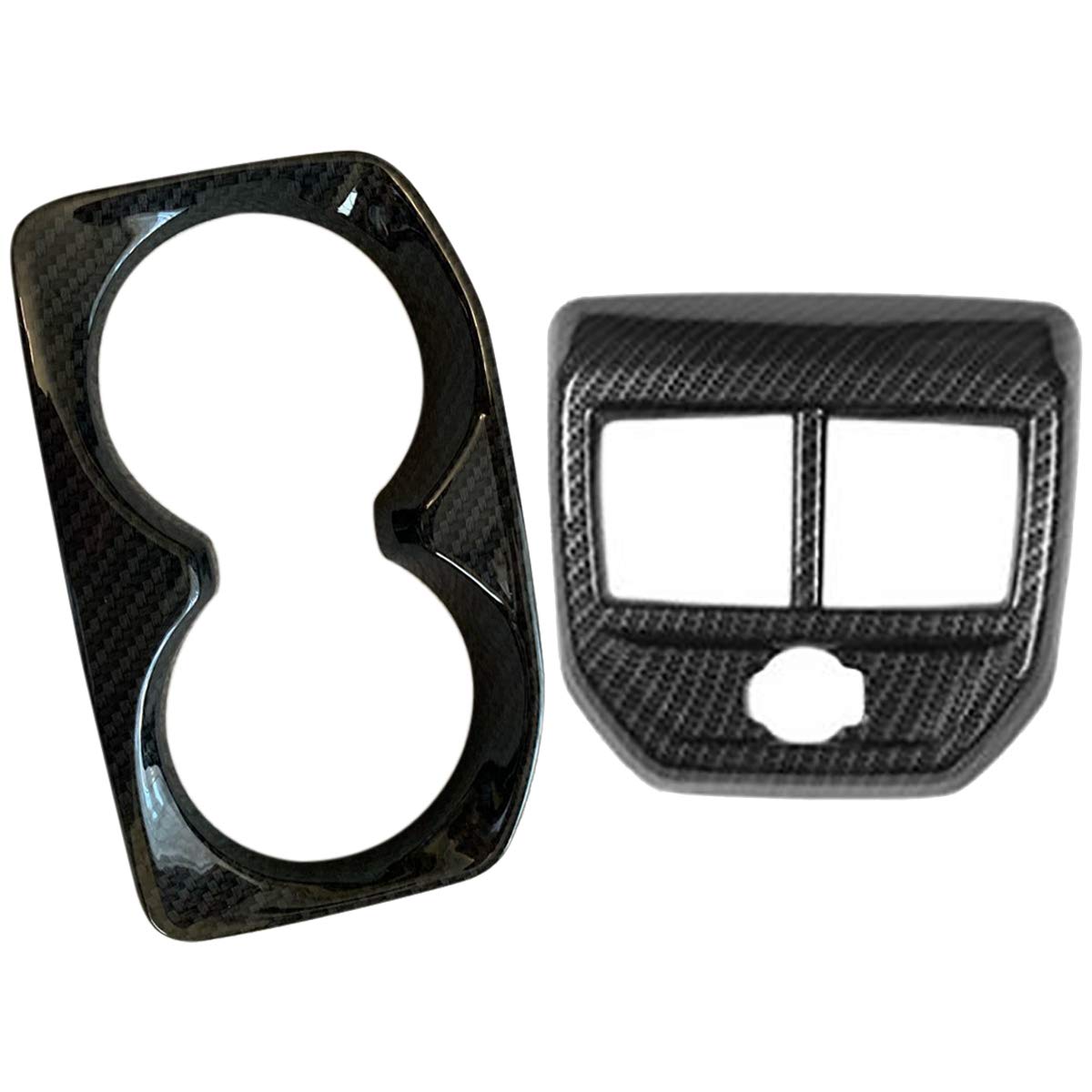 Decqerbe 2 x Auto-Zubehör: 1 x Auto-Wasserbecherhalter-Rahmenabdeckungs-Aufkleber und 1 x Armlehnen-Abdeckung für hintere Klimaanlage von Decqerbe