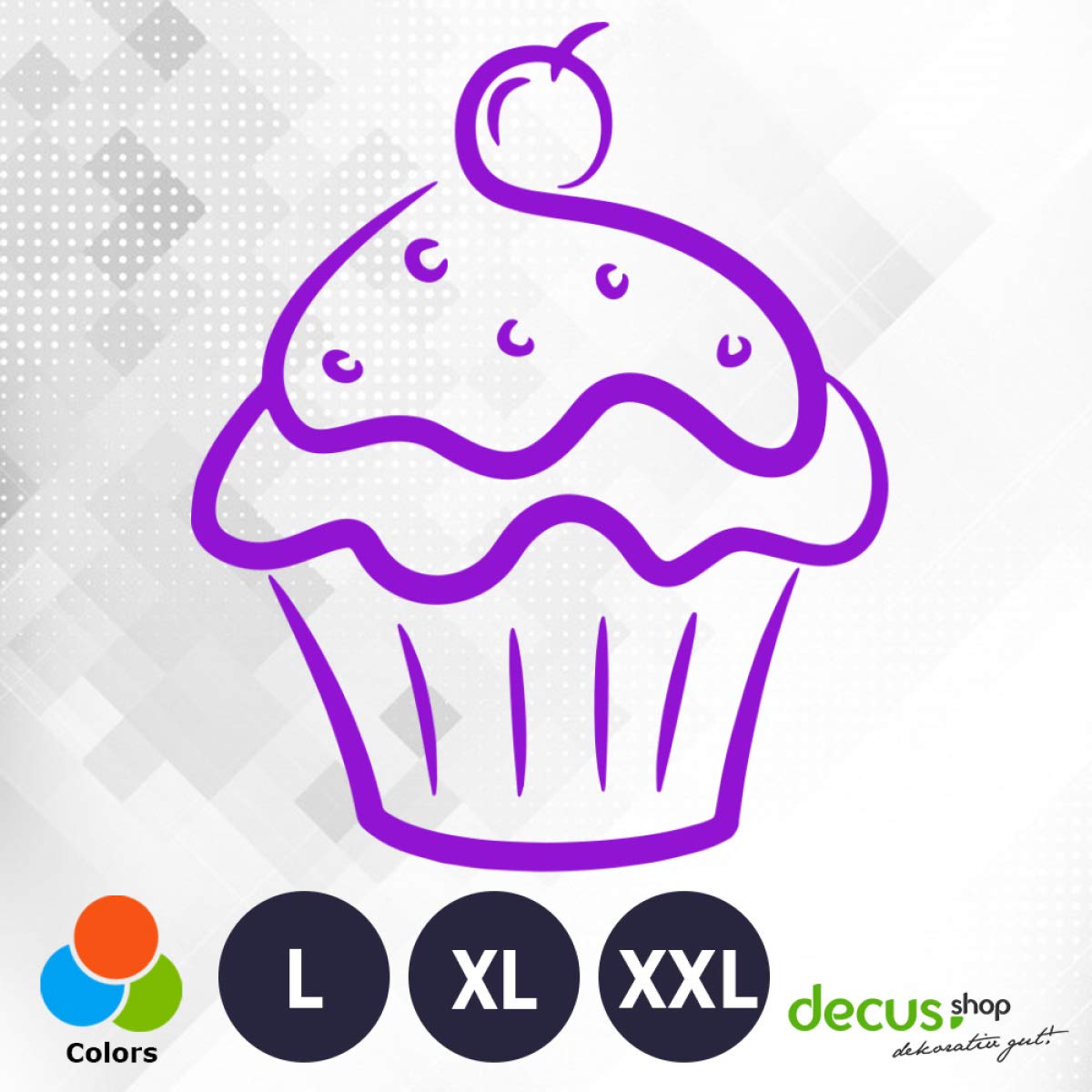 Decus Cupcake L 0278 (violett) // Sticker OEM JDM Style Aufkleber von Decus