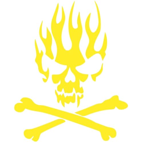 Decus Flaming Crossbones Skull XXL 0185 (neon gelb) // Sticker OEM JDM Style Aufkleber von Decus