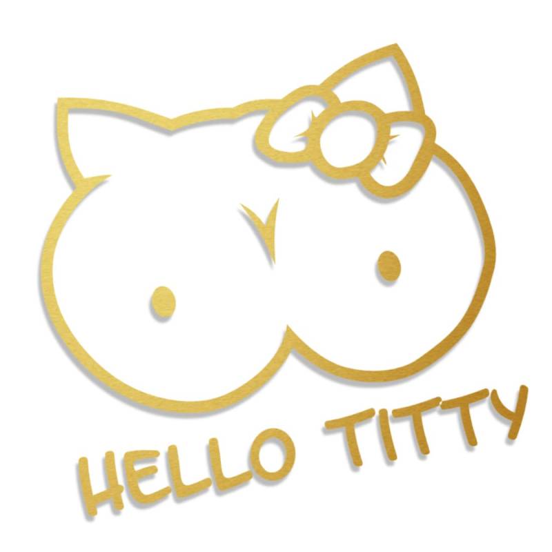 Decus Hello Titty XL 1935 (Gold metallic) // Sticker OEM JDM Style Aufkleber von Decus