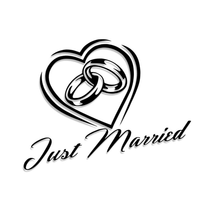 Decus Wedding Just Married Hochzeit Ringe XL 0292 (Silber) // Sticker OEM JDM Style Aufkleber von Decus