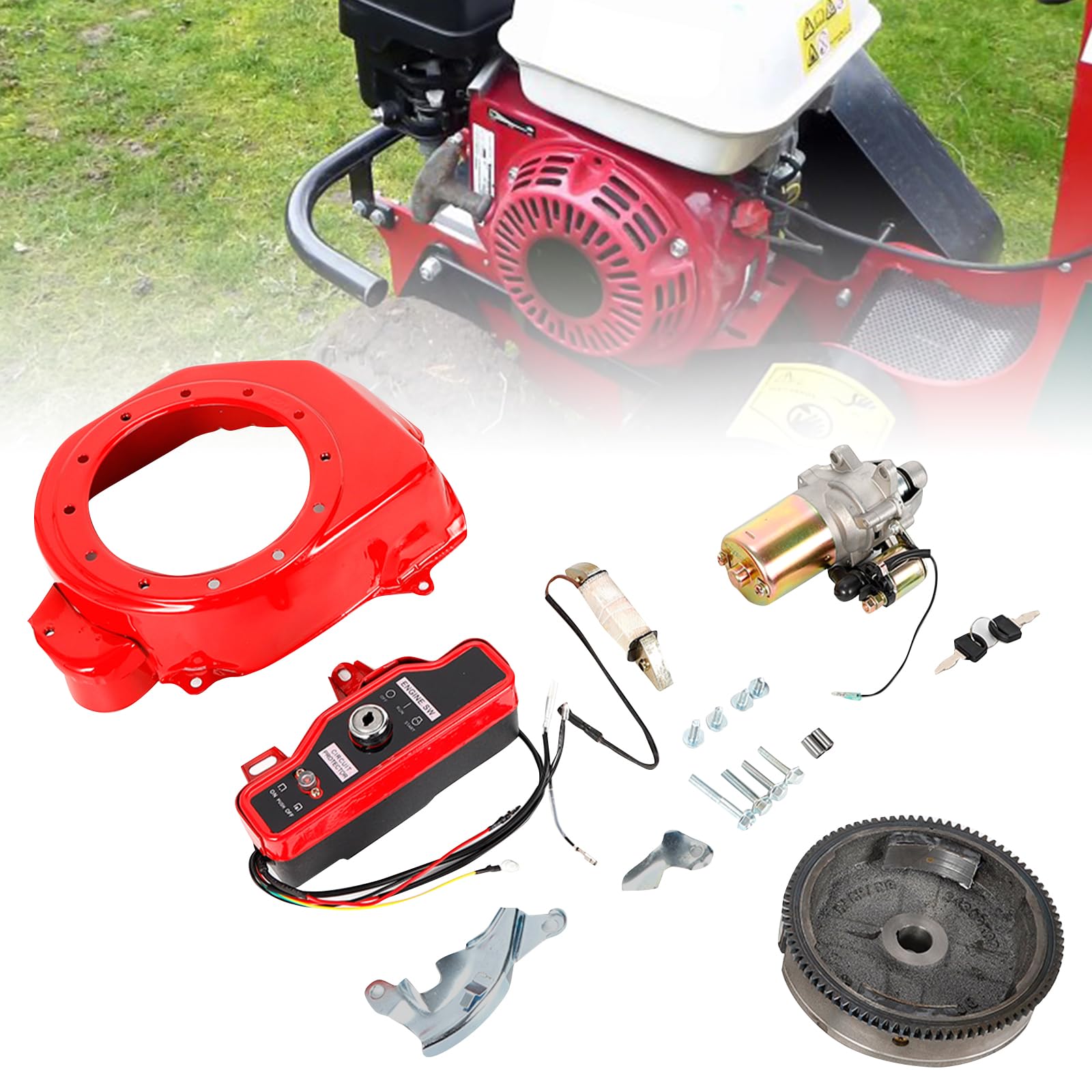 Schwungrad Elektrostart Kit, Anlasser Schwungrad Switch Schwungradmotor Zündung für Honda GX160 5,5 PS HONDA GX200 6,5 PS von DeeDuud