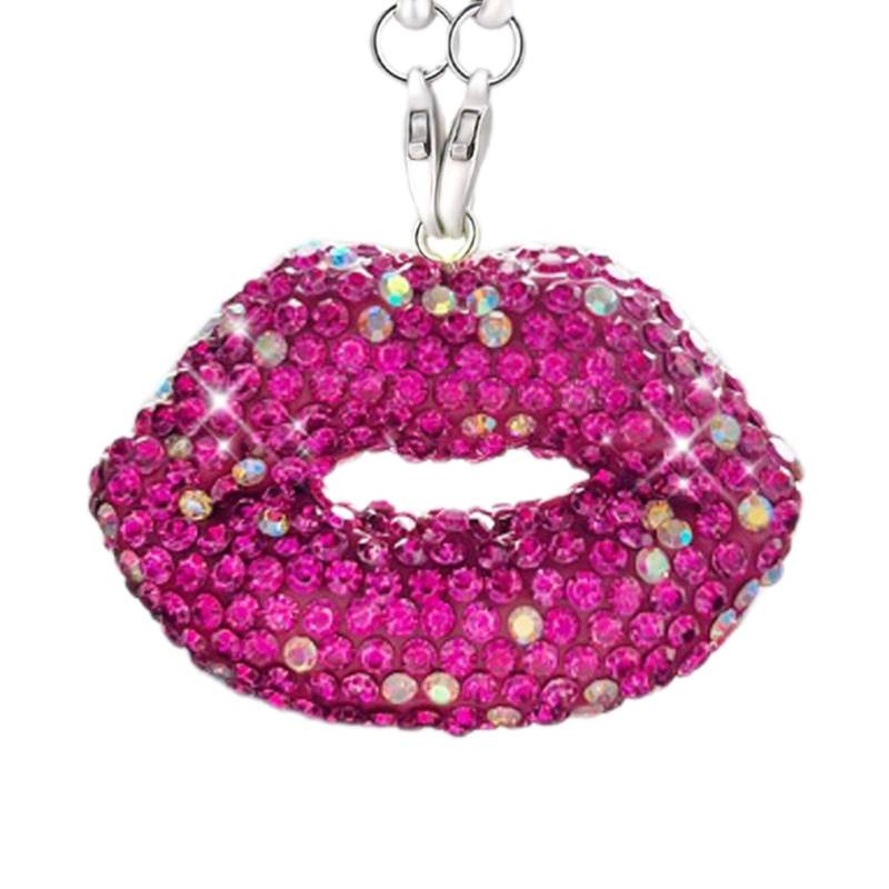 Rückansicht - Sexy Lippen geformt Rückansicht Lippen für Auto Glänzende Auto Ornament Bling Auto Innenraum Zubehör Glänzende Auto Innen Funkelnde Strass Dekor Für Zimmer, Tür, Auto von Deewar