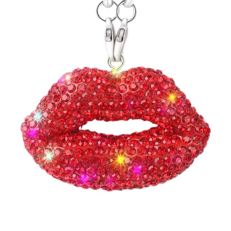 Rückansicht - Sexy Lippen geformt Rückansicht Lippen für Auto Glänzende Auto Ornament Bling Auto Innenraum Zubehör Glänzende Auto Innen Funkelnde Strass Dekor Für Zimmer, Tür, Auto von Deewar