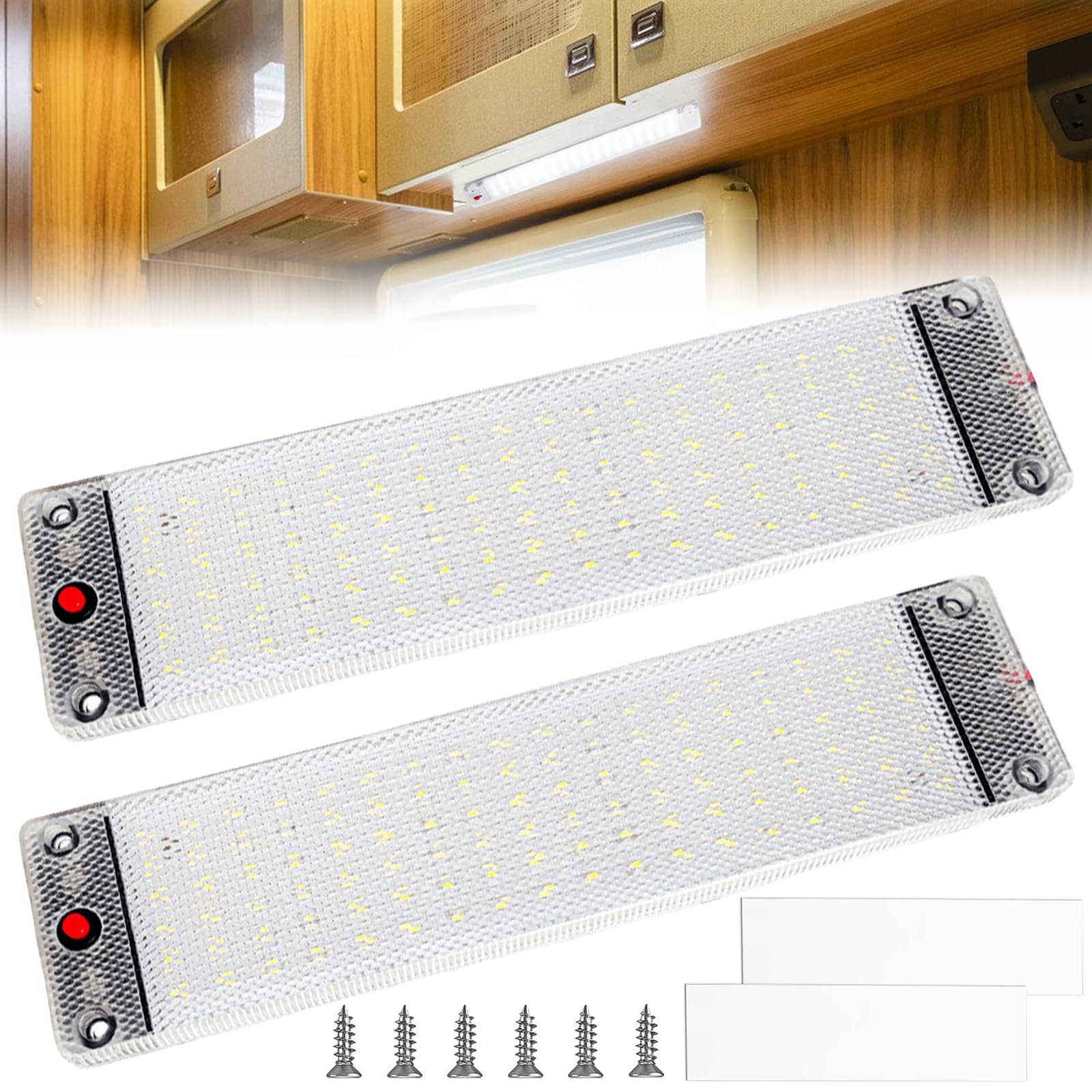 2 Stück 108 LED Innenbeluchtung Auto, LED Leiste 12V-85V mit ON/Off Schalter, fußraumbeleuchtung Auto, kofferraumbeleuchtung led, Dünne Wohnmobil Beleuchtung Leuchte, led Lampe für Auto KFZ LKW von Delamiya