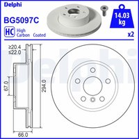 Bremsscheibe DELPHI BG5097C vorne, belüftet, hochkarbonisiert, 2 Stück von Delphi