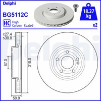 Bremsscheibe DELPHI BG5112C vorne, belüftet, hochkarbonisiert, 2 Stück von Delphi