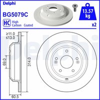 Bremsscheibe DELPHI BG5079C hinten, voll, hochkarbonisiert, 2 Stück von Delphi
