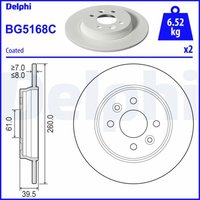 Bremsscheibe DELPHI BG5168C hinten, voll, 2 Stück von Delphi