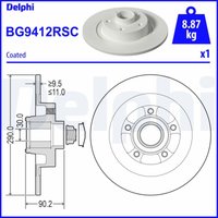 Bremsscheibe DELPHI BG9412RSC hinten, voll, 1 Stück von Delphi