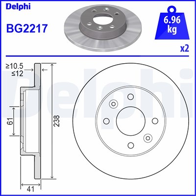 Delphi Bremsscheibe [Hersteller-Nr. BG2217] für Dacia, Renault von Delphi