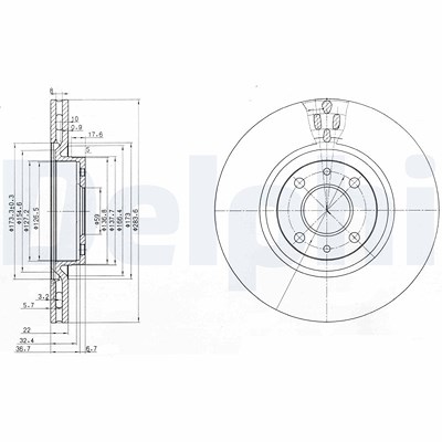 Delphi Bremsscheibe [Hersteller-Nr. BG2407] für Abarth, Alfa Romeo, Fiat, Lancia, Nissan von Delphi