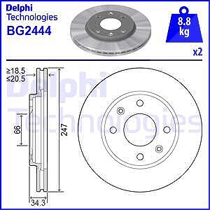 Delphi Bremsscheibe [Hersteller-Nr. BG2444] für Citroën, Peugeot von Delphi