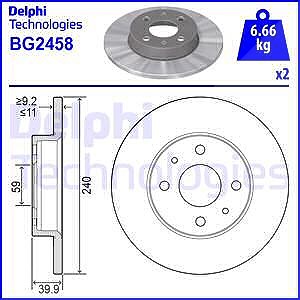 Delphi Bremsscheibe [Hersteller-Nr. BG2458] für Abarth, Alfa Romeo, Fiat, Ford, Lancia von Delphi