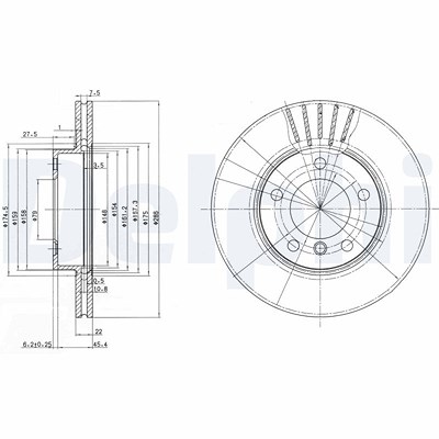 Delphi Bremsscheibe [Hersteller-Nr. BG2623C] für BMW von Delphi