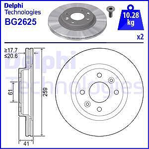 Delphi Bremsscheibe [Hersteller-Nr. BG2625] für Dacia, Nissan, Renault von Delphi