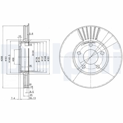 Delphi Bremsscheibe [Hersteller-Nr. BG2745] für Audi, Seat, Skoda, VW von Delphi