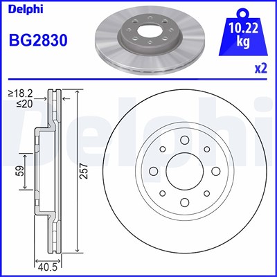 Delphi Bremsscheibe [Hersteller-Nr. BG2830] für Alfa Romeo, Fiat, Lancia von Delphi