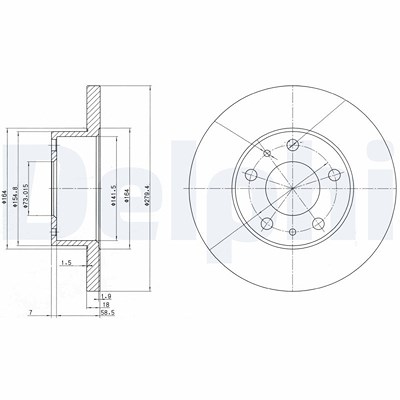 Delphi Bremsscheibe [Hersteller-Nr. BG2845] für Citroën, Fiat, Peugeot von Delphi