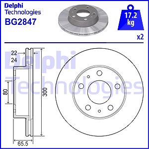 Delphi Bremsscheibe [Hersteller-Nr. BG2847] für Citroën, Fiat, Peugeot von Delphi