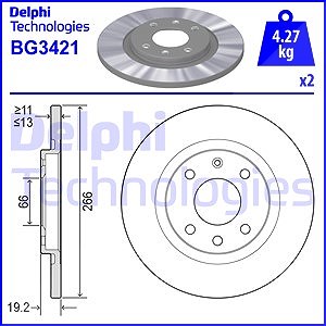 Delphi Bremsscheibe [Hersteller-Nr. BG3421] für Citroën, Peugeot von Delphi