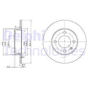 Delphi Bremsscheibe [Hersteller-Nr. BG3505] für Seat, VW von Delphi