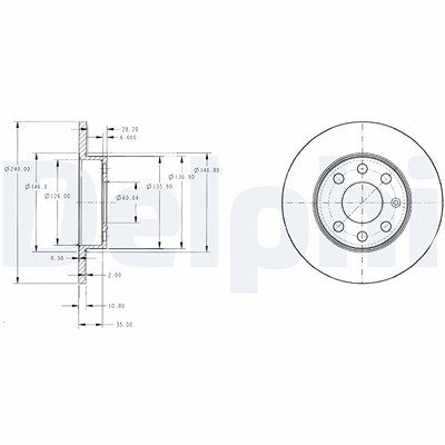 Delphi Bremsscheibe [Hersteller-Nr. BG3567] für Opel von Delphi