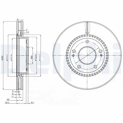 Delphi Bremsscheibe [Hersteller-Nr. BG3861C] für Geely, Hyundai, Kia von Delphi