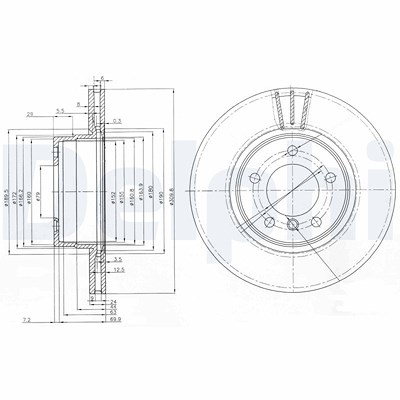 Delphi Bremsscheibe [Hersteller-Nr. BG3870] für BMW von Delphi