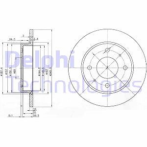 Delphi Bremsscheibe [Hersteller-Nr. BG3971] für Mitsubishi, Smart von Delphi