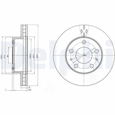 Delphi Bremsscheibe [Hersteller-Nr. BG4060] für Citroën, Fiat, Opel, Peugeot, Vauxhall von Delphi