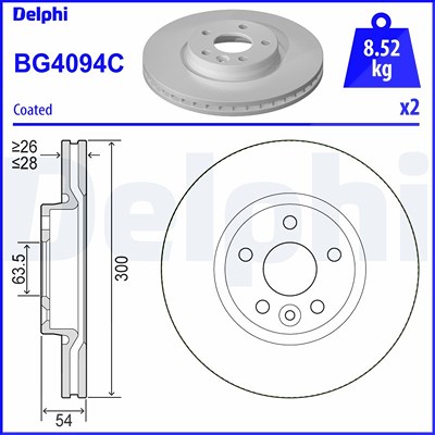 Delphi Bremsscheibe [Hersteller-Nr. BG4094C] für Ford, Land Rover, Volvo von Delphi