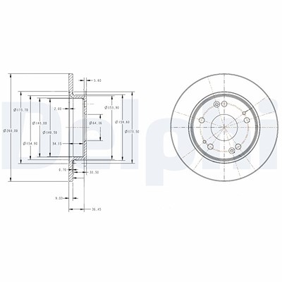 Delphi Bremsscheibe [Hersteller-Nr. BG4118C] für Honda von Delphi