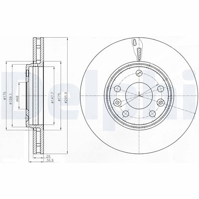 Delphi Bremsscheibe [Hersteller-Nr. BG4264] für Renault von Delphi