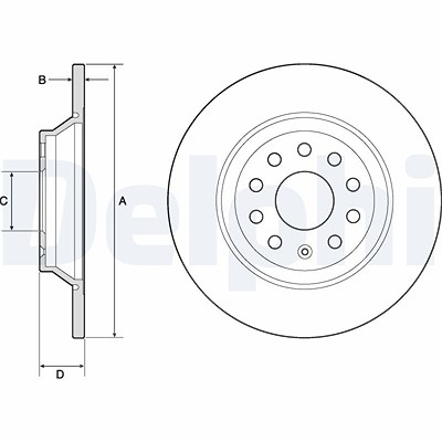 Delphi Bremsscheibe [Hersteller-Nr. BG4751C] für Audi, Ford, Piaggio, Seat, Skoda, VW von Delphi